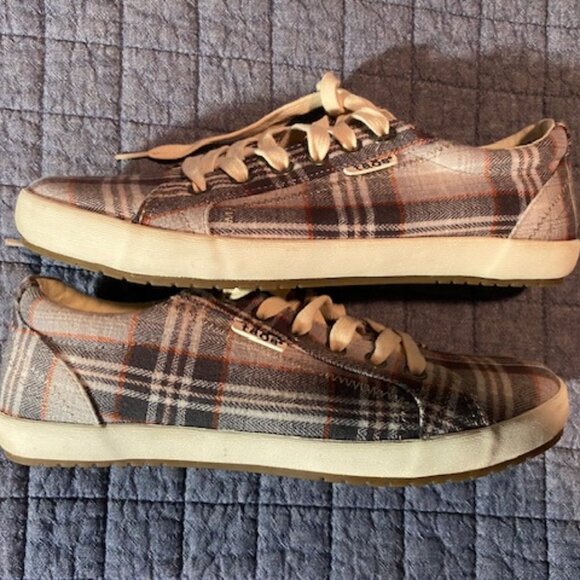 Taos Canvas Star in Orange Brown Plaid EUC Size 8 - Picture 3 of 4